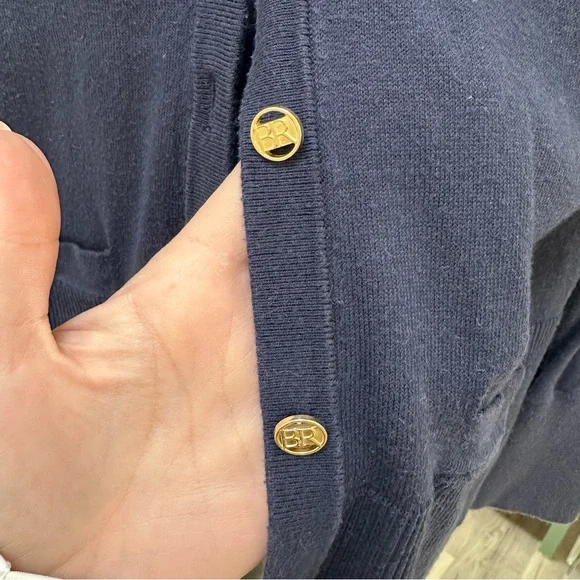 Banana Republic Navy V-neck Cardigan Gold Buttons | Small - Picture 3 of 4